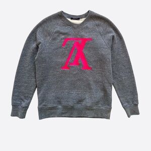 Louis Vuitton Gray Crewneck Sweatshirt with Upside down Pink Logo